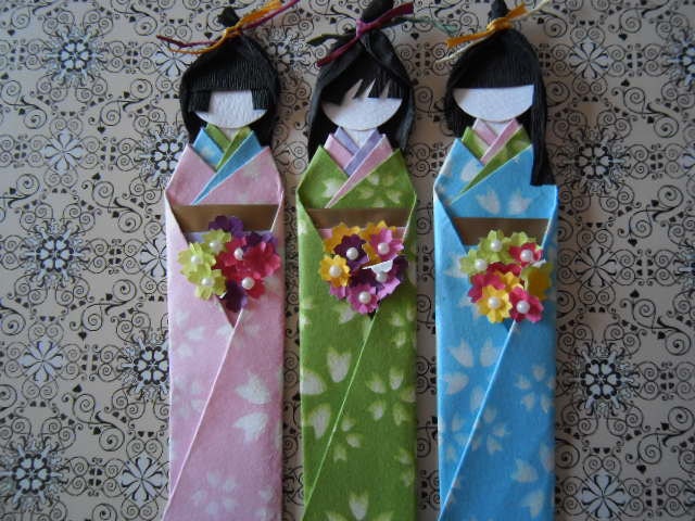 Japanese Paper Origami Doll - Cherry Blossom Bride
