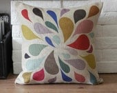 Eco-friendly Pillow Case, Cotton Linen Cushion Cover, Handmade Cushion Case, Floral Pillow Cover