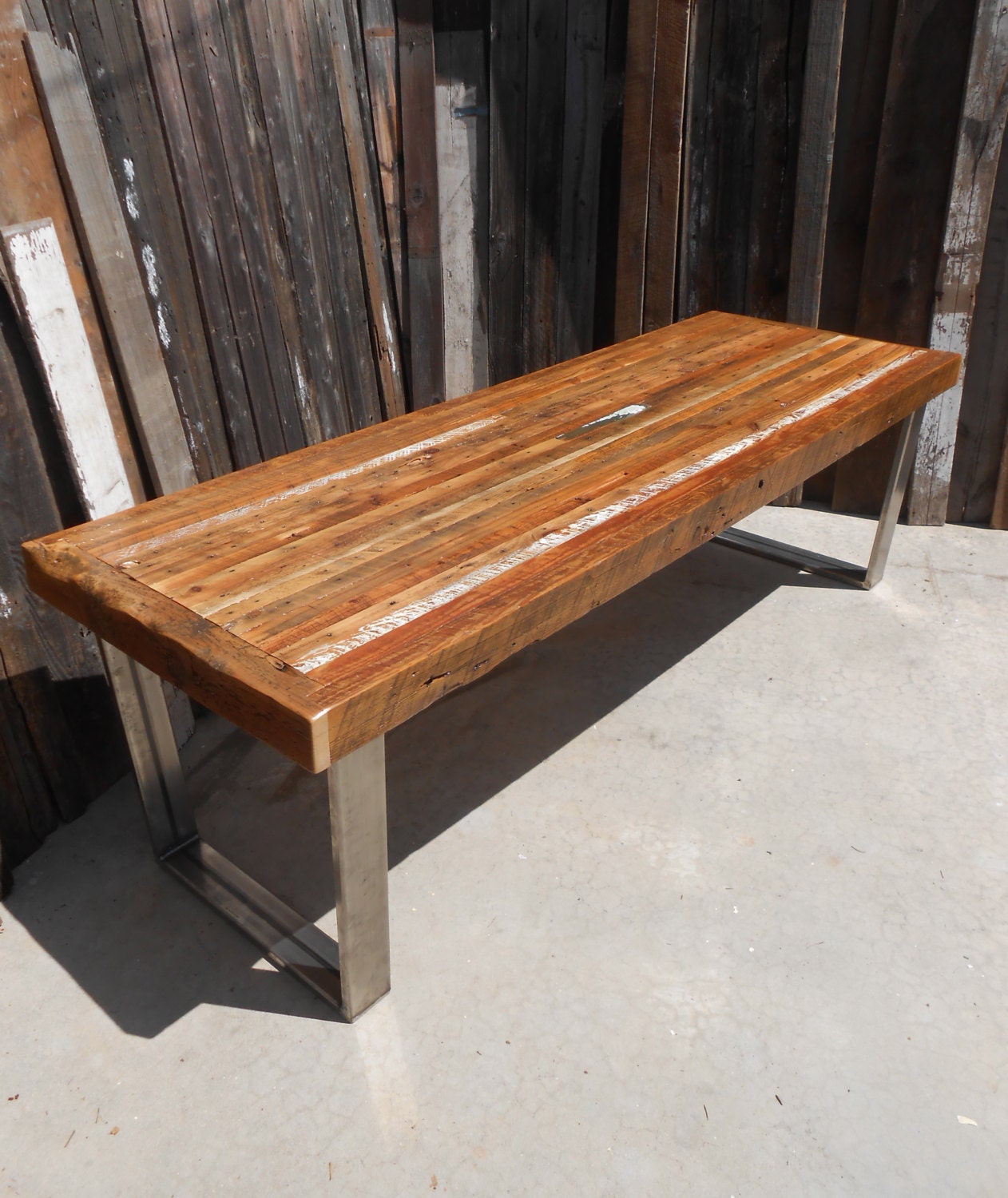 Custom Outdoor/ Indoor Rustic Industrial/ Modern Reclaimed Wood Dining Table/ Coffee Table (Made To Order)