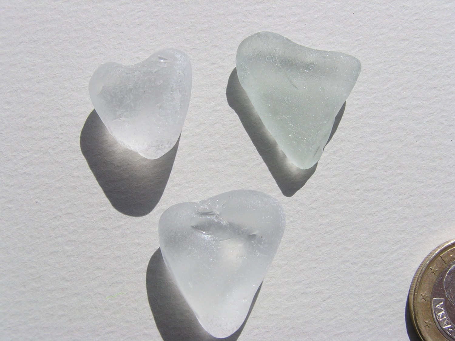 3 Heart shape Sea Glass, sea pottery jewellery,sea glass pottery,sea glass beads, Unique pieces of the Mediterranean sea