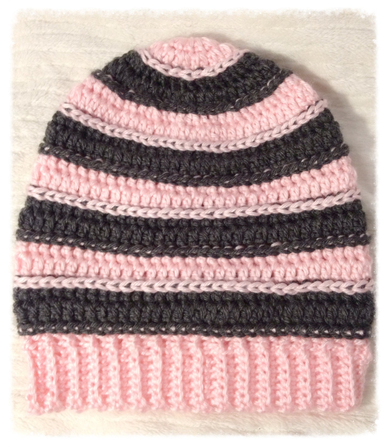 Crochet striped slouchy beanie Teen-Adult