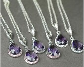 Bridesmaid Wedding Bridal Jewelry Bridesmaid Jewelry-Bridesmaid gifts, purple amethyst, peacock wedding jewelry ,drop dangle necklace