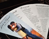 Fan Wedding Programs: Custom Photo Fan Wedding Programs, Fan Wedding Invitations, Fan Programs for Beach Wedding, Wine