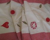 Springtime,summer,red, ivory, blossom tree, heart, table cloth,runner - Country,floral,nature,kitchen,dining room,home decor