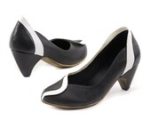 women black shoes, black leather pumps, high heels shoes