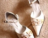 30% Off Sale Vintage Classic  White Strape High Heel Sandles Pointed toe