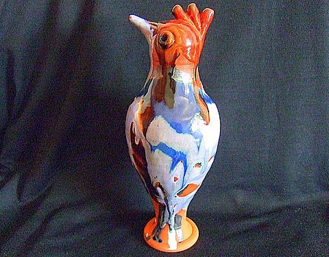 Free Shipping-Vintage Ceramic Pottery Gross Famous Artist Handmade Sculpture Bird Signed - 9 inch