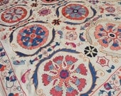 Vintage Silk Handmade Embroidery, Wallhanging, Bedspread or Table Cover, Suzani Needlework from Uzbekistan