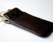 vintage soviet union eyglasses case brown with initial M