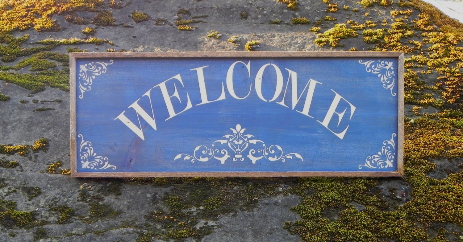 WELCOME sign Handmade Wood Signs Home Decor by CrowBarDsigns