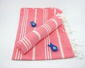 TurkishTowel, Set of 2 Peshkir, Exclusive Quality Pure Turkish Cotton. Hand Head Towel, Tea Towel, Kitchen Towel, Baby Towel, Handmade