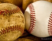 Baseballs Old and New -- 8 x 12 -- Wall Decor - Sports - Ball - Close up - Gifts for Men - Gifts for Boys - Detail - Red