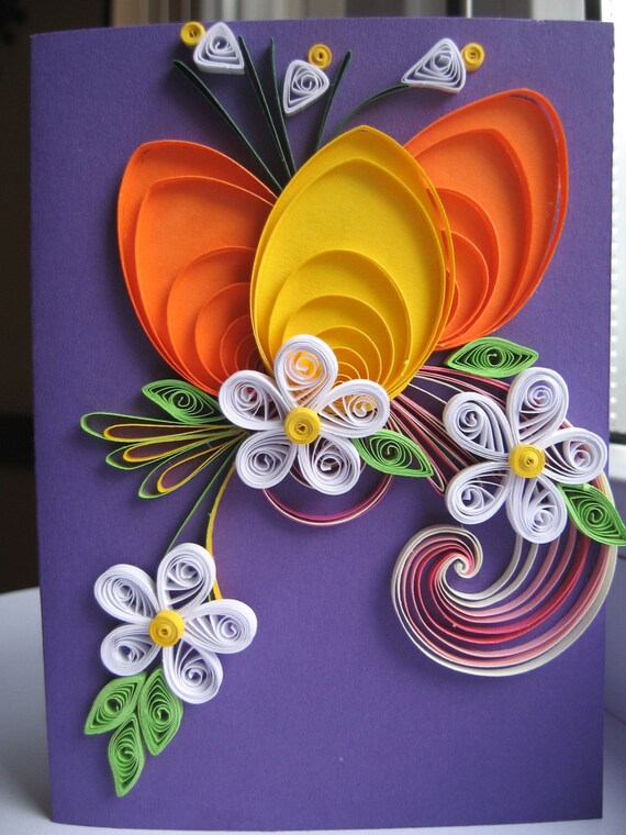 Handmade Easter Greeting Card Paper Quilled Card by stoykasart