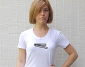 Womens White Tshirt Logo T Shirt Minimalist Clothing, Aint Misbehavin