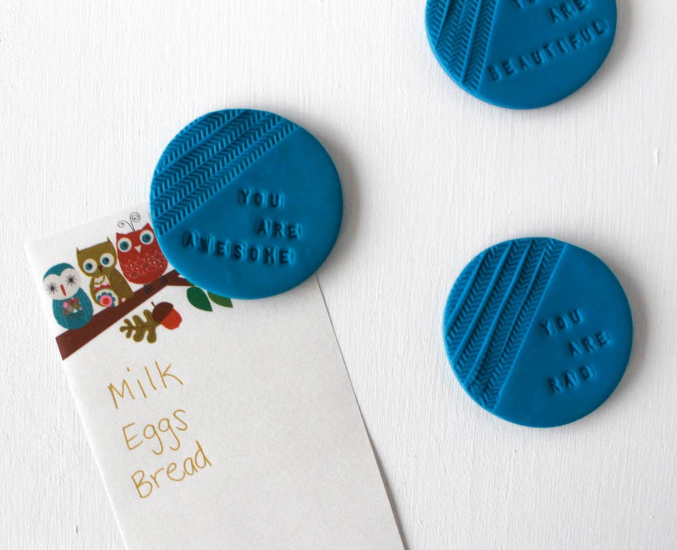 Encouraging Magnet Set, Office Magnets, Kitchen Magnets, Polymer Clay Housewares