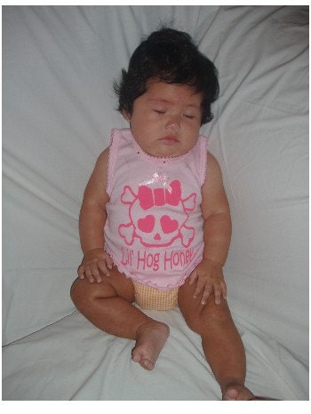 Lil' Hog Honey Infant girl Bling Tank Top with cute skull and bow heart eyes