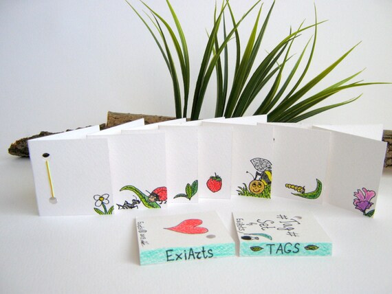 Buy gift tags and cards handmade - Handmade Tag Set 1-One of a kind Gift Tags mini Artwork Cards,Gift  Art Tags,Label card tags,product labels,Hang/Gift stickers by ExiArts