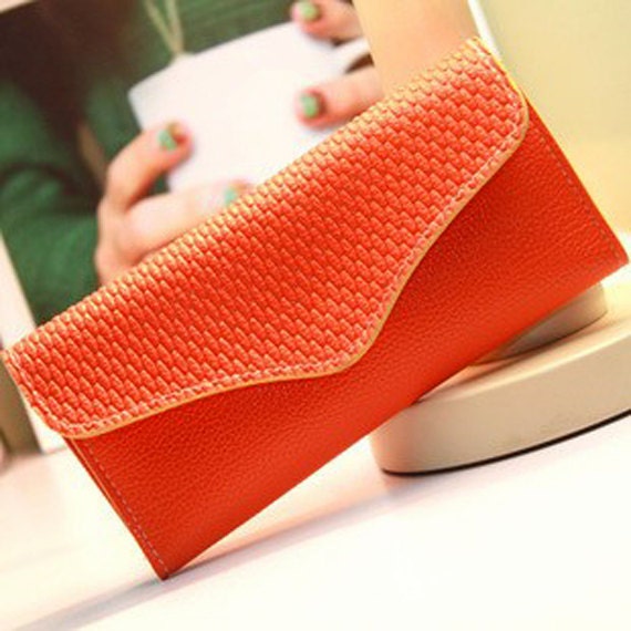 Embossing Style women leather wallet purse long Clutch bags Handbag cell phone/money/coins/cards holder orange