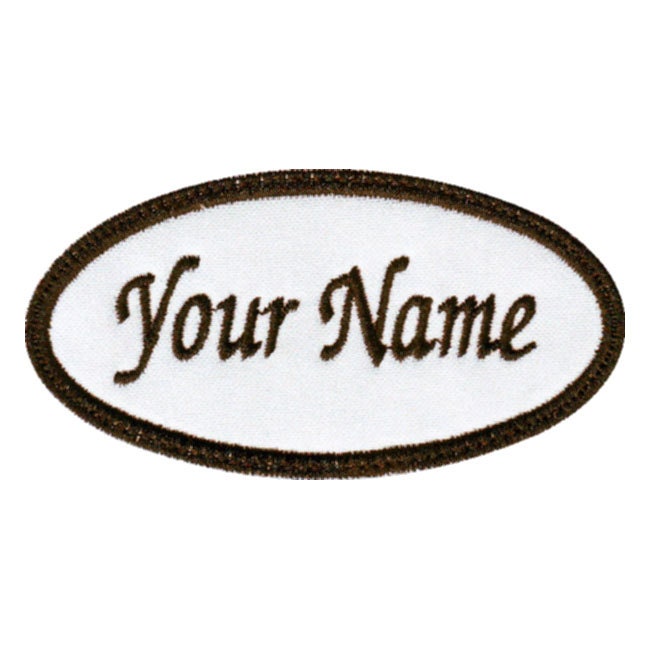 Oval Custom Embroidered Name Tag Sew on Patch (E)