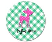 Melamine Plate Personalized Name....Pink Deer
