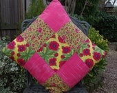 Handmade Laura Gunn Painter's Canvas Patchwork Pillow Cushion Cover 18"x18" (indoor)