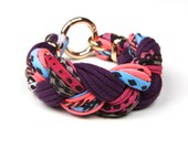 Braided Bangle Bracelet - Purple Red Neon - Braid Bracelet - Gold tone finish - Fabric Bracelet Summer Jewelry Fashion Christmasinjuly CIJ