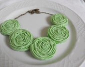 Rosette Necklace, Mint Green Necklace, Bridal Party Jewelry, Handmade Necklace, Rolled Roses Necklace