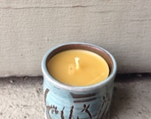 Glazed Terra Cotta Votive with Beeswax Candle.