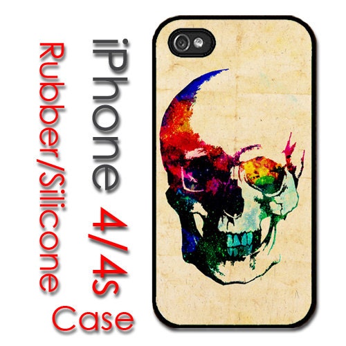 iPhone 4 4S Rubber Silicone Case - Colorful Skull - iPhone 4S Cover Case