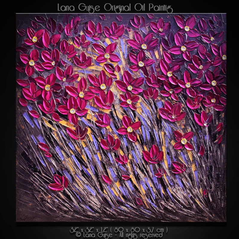 Original Oil Painting Modern Textured Palette Knife Art 32" x 32" by Lana Guise