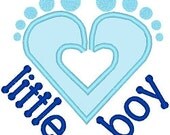 Personalized Little Boy Baby Feet Applique and Embroidered Onesie Shirt