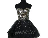 Handmade Custom Black Purple Sequin Lace Sequins Lace up Short Formal Bridesmaid/Party/Prom/Homecoming/Cocktail/Evening Dress Gown
