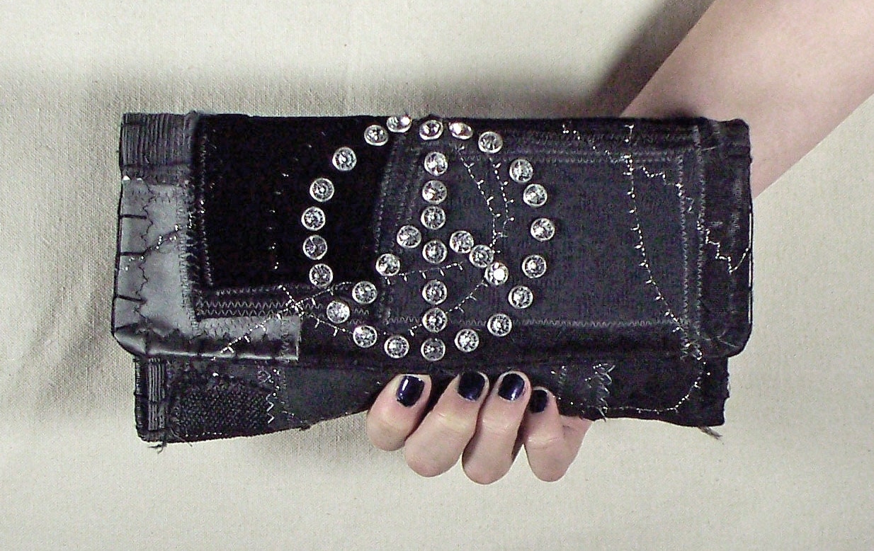 Imperfect Peace- Perfectly Imperfect Little Black Bag, Boho Chic, Couture, One of a kind, Handmade Clutch.