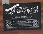 Bridal Shower Invitation - "Little Blossom" Floral - chalkboard, blackboard, chalk board - Baby Shower, Birthday Party (Printable)
