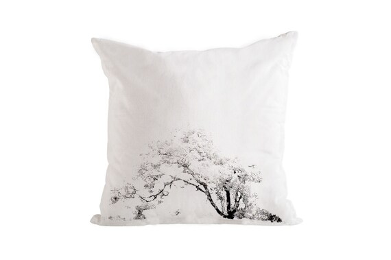 Tree Cushion cover, Black and White Pillow cover, Cotton cushion cover