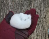 Handmade Needle Felted Animals White Arctic Fox Woodland Soft sculpture, OOAK