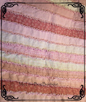 Sale 50.99 was 60.99 Pink Flannel Rag Quilt blanket FREE SHIPPING