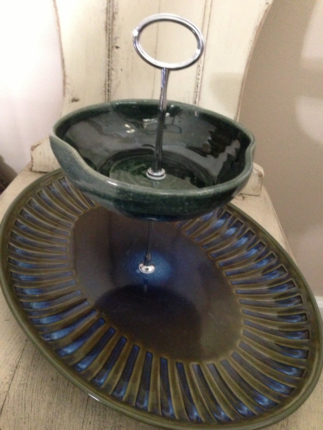 2 tier cake stand, great for serving your favorite dessert or make it as a center piece, gift and or home decor