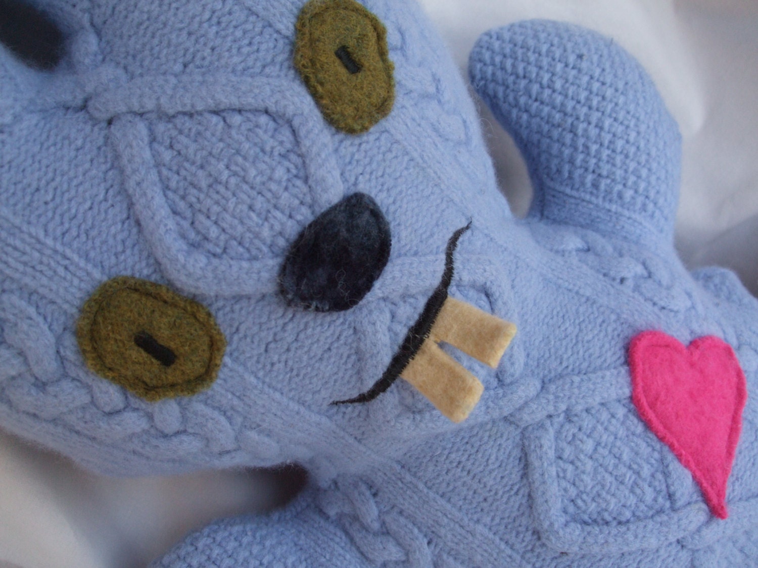 Plush Felted Wool Easter Bunny Lavender Cable Knit