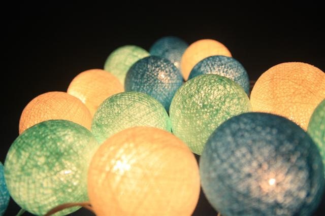 20 blue sky cotton balls string lights  for party, wedding, new year, holiday party