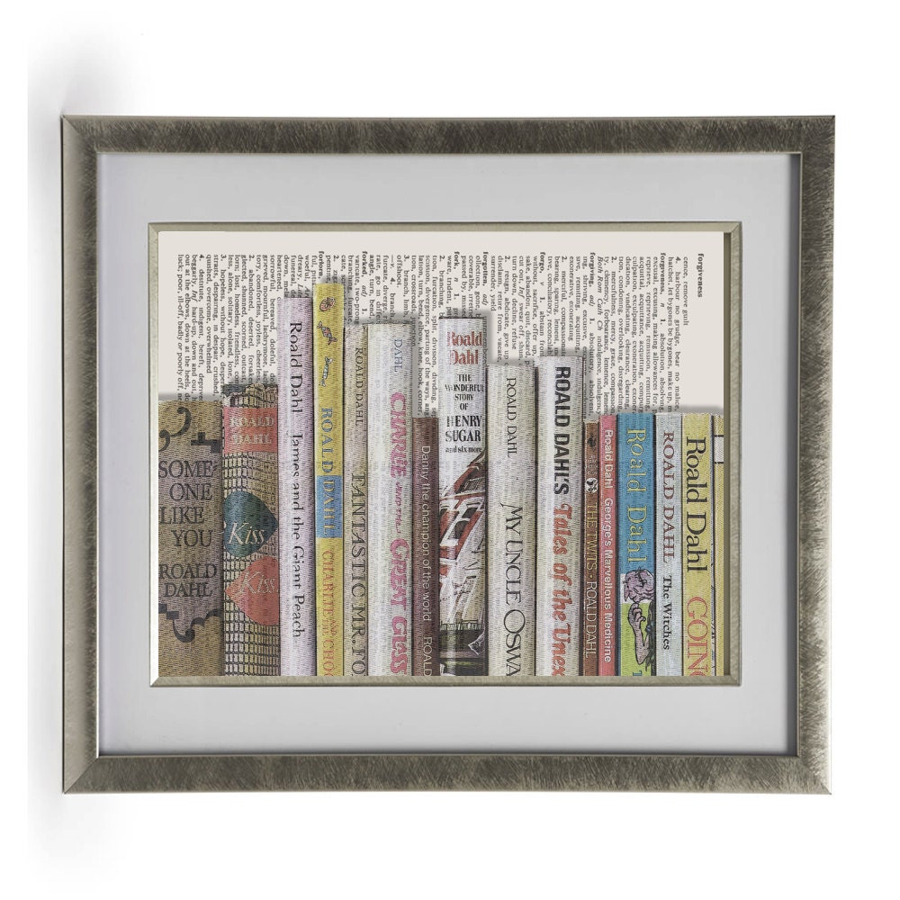 Books by roald dahl, Decorative Arts , Home Decor, Wall Decor, Home & Living Page Art, Mixed Media Art, home living