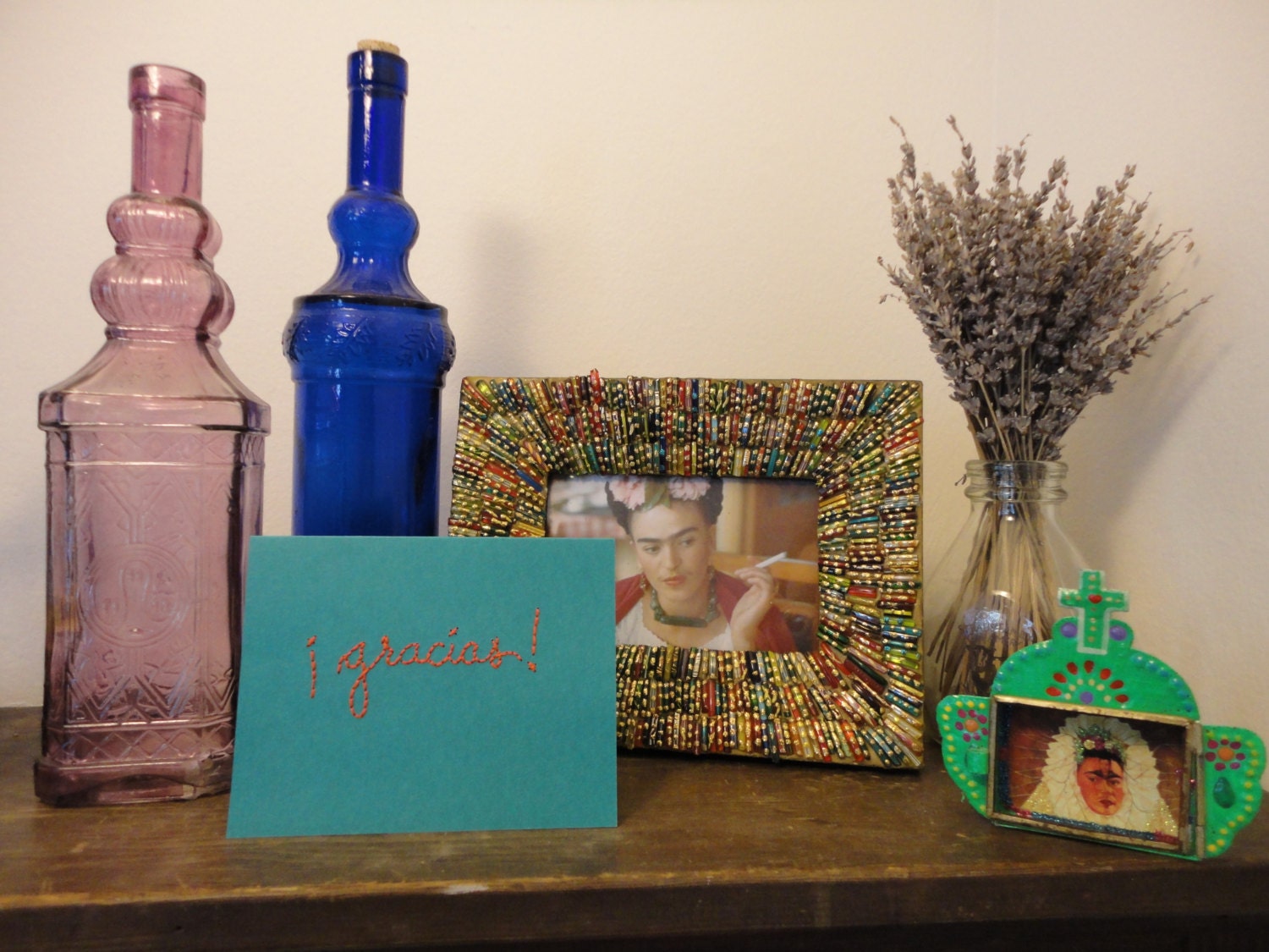 Embroidered thank you card set in 3 languages