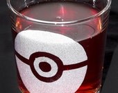 Sandblasted Pokemon Pokeball Logo Glass Tumbler - Clear Version - New & Handmade