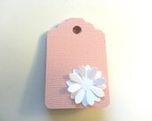 12 Gift Tags - Blush Pink and White Flower / Party Favor Tags/ Wedding Favor Tags / Scrapbooking Tags / Die-cuts