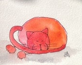 Red cats--MULTI-LISTING--watercolour on paper--4x6"--home decor - OTTDesigns Red cats--MULTI-LISTING--watercolour on paper--4x6"--home decor - OTTDesigns