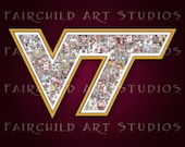 11x14 Virginia Tech Hokies Football Art Logo Print