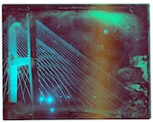 Talmadge Moon Blue- 8x10 fine art print - surreal, wall art, photography, nature, savannah, talmadge bridge, bathroom, kitchen