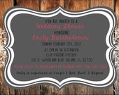 Wedding Shower Invitation- Wood and Lace-- Blue or Pink -- Customizable DIGITAL file