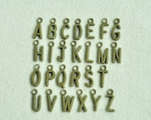 1set(26pcs) Antique Bronze 26 A-Z Alphabet English Letters Charms 12x6mm MM186