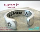 Custom Aluminum Ring-".. Adjustable aluminum Wrap Ring.. Personalized Ring.. Hand Stamped.. Choose aluminum /brass /copper..